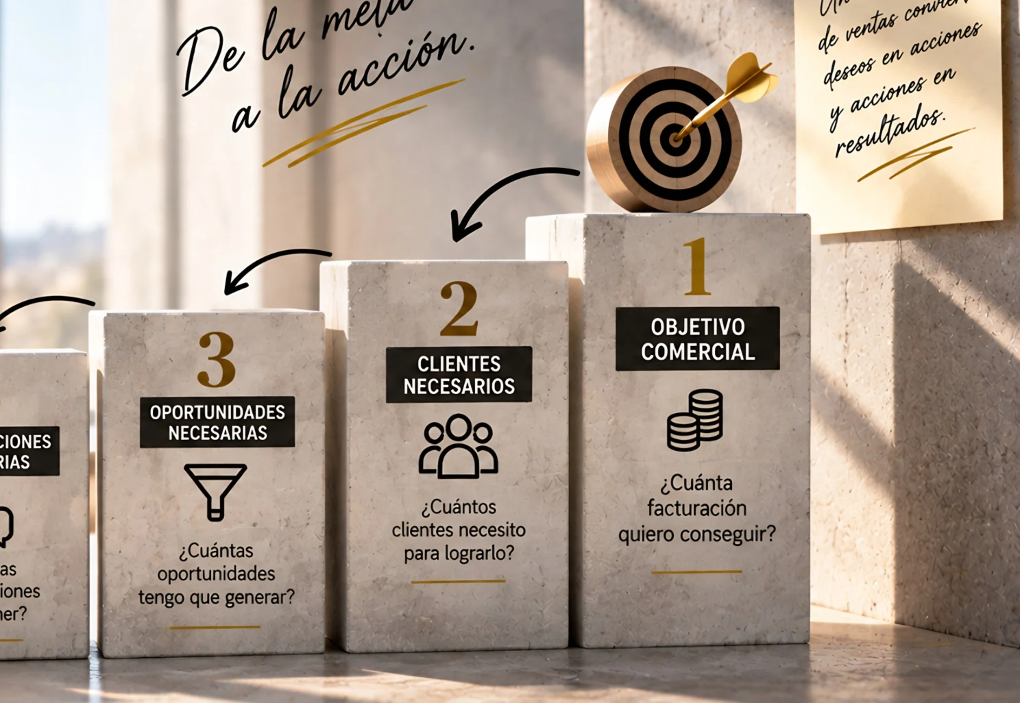 Plan de ventas como recorrido de objetivos a acciones